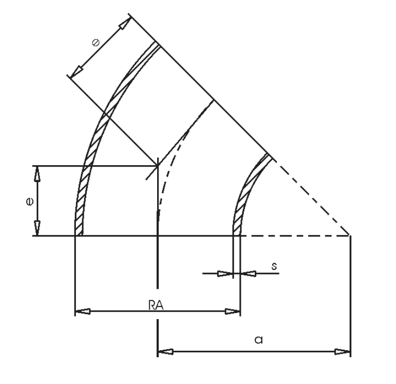 Dirsek — Uzun Radüs (90°/30°/45°/60°) — 30° / 45° / 60°